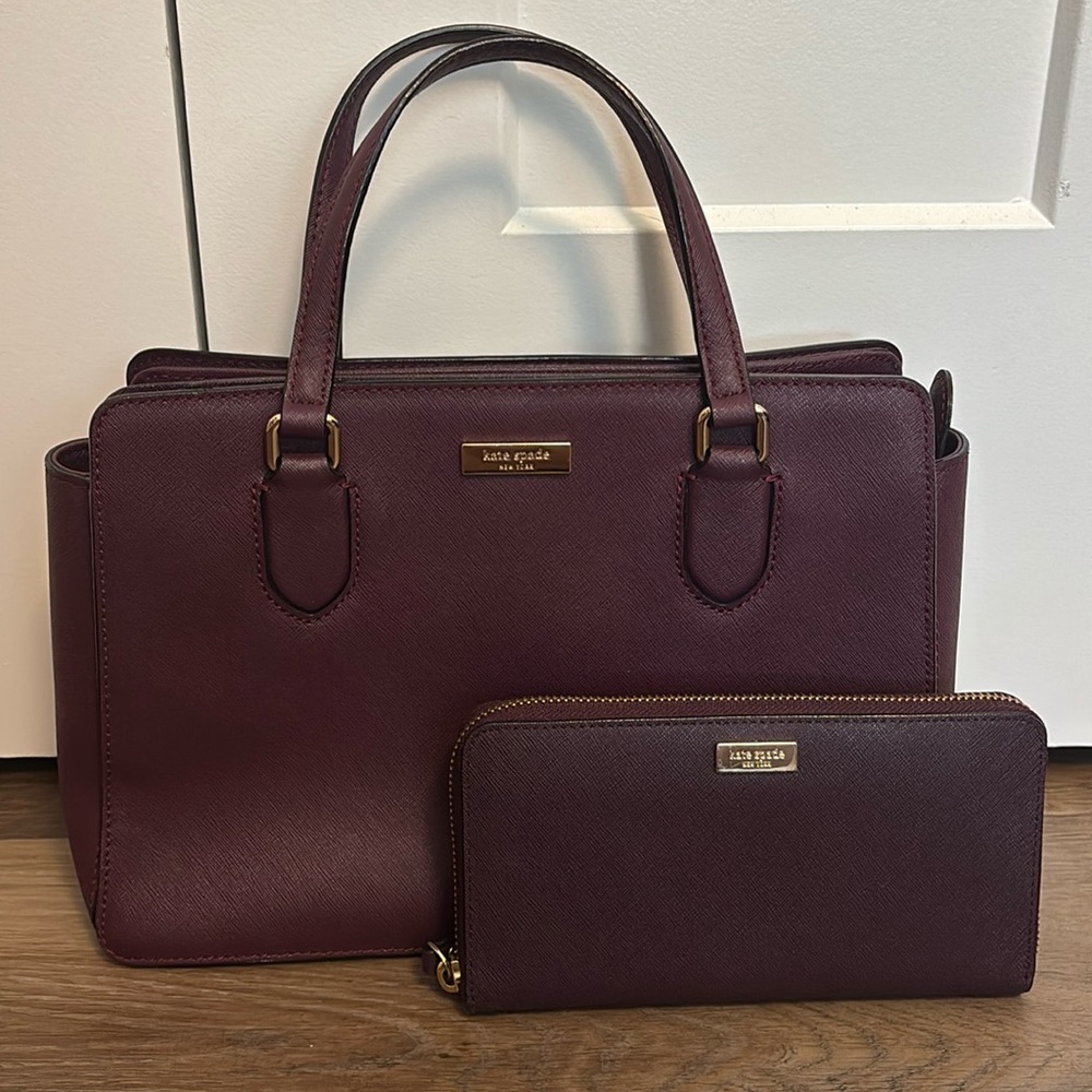 kate spade purple shoulder bag crossbody and matching wallet combo